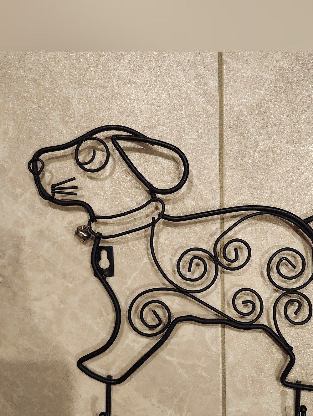 Vintage IKEA Squggly black puppy Leash/Coat/Hat Rack Keyhole home decor
